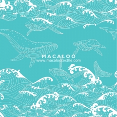 Super soft ocean pattern digital printed bamboo jersey fabric