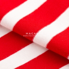 Christmas red and white cotton spandex yarn dyed stripe jersey