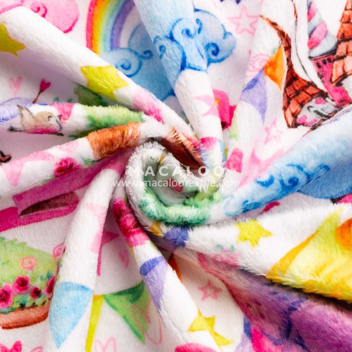 100 Polyester Minky Fabric Unicorn Digital Printing For Baby Blanket