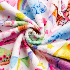 100 polyester minky fabric, unicorn digital printing for baby blanket