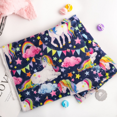 Unicorn plush minky fabric printing