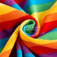 Rainbow yarn dyed cotton lycra stripes fabric