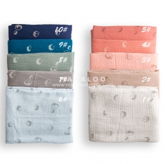 Hedgehog print double gauze fabric with 10 color