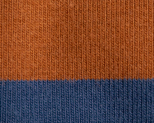 Yarn dyed stripe single jersey knit fabric navy and brown