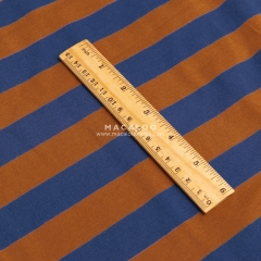 Yarn dyed stripe single jersey knit fabric navy and brown