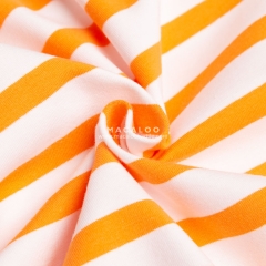 220gsm orange and white stripe knit cotton dyed lycra fabric textile