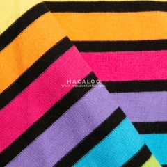 190gsm knit cotton lycra rainbow yarn dyed stripes fabric