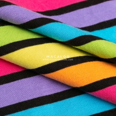 190gsm knit cotton lycra rainbow yarn dyed stripes fabric