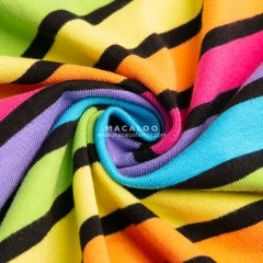 190gsm knit cotton lycra rainbow yarn dyed stripes fabric