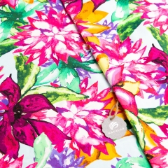 Flower printed cotton spandex knit customized printing fabric