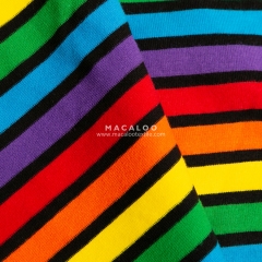 In stock textile rainbow stripe dyed yarn cotton lycra fabric