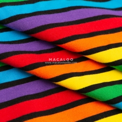 In stock textile rainbow stripe dyed yarn cotton lycra fabric