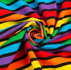 In stock textile rainbow stripe dyed yarn cotton lycra fabric