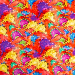 Digital printed cotton spandex fabric with colorful dinos