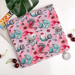 Christmas customize printed cotton knitting stretch fabric