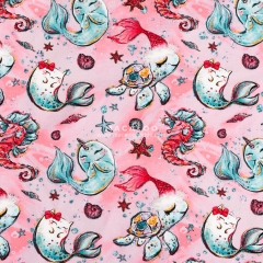 Christmas customize printed cotton knitting stretch fabric