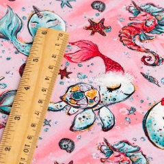Christmas customize printed cotton knitting stretch fabric