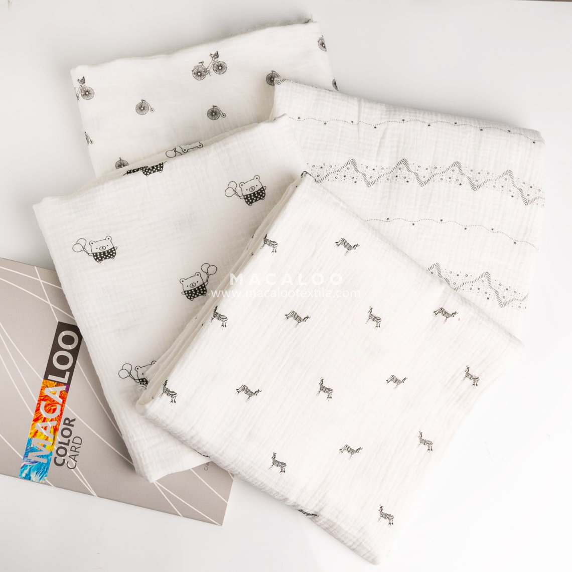 1 yard MOQ printed 100% cotton muslin fabric for baby wrap