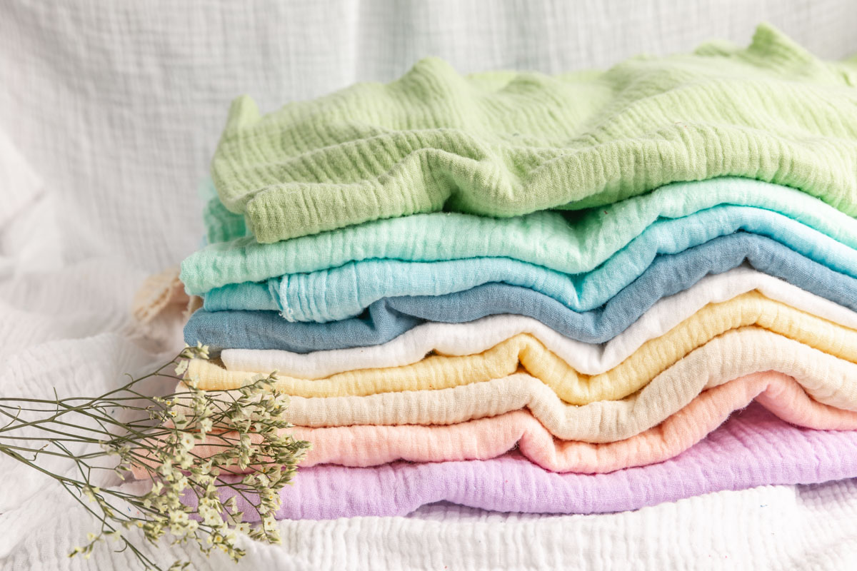 Double layered gauze muslin fabric,100% cotton muslin fabric for  babies,Soft plain muslin cotton