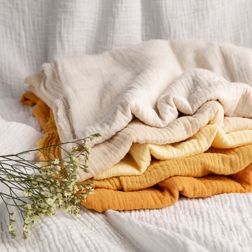 Yellow Series muslin organic double gauze cotton fabric for low MOQ buyers
