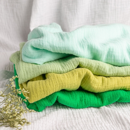 Green Series organic double gauze cotton muslin fabric in low MOQ