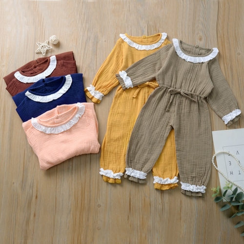 Hot selling popular cotton full sleeve baby girl clothes romper