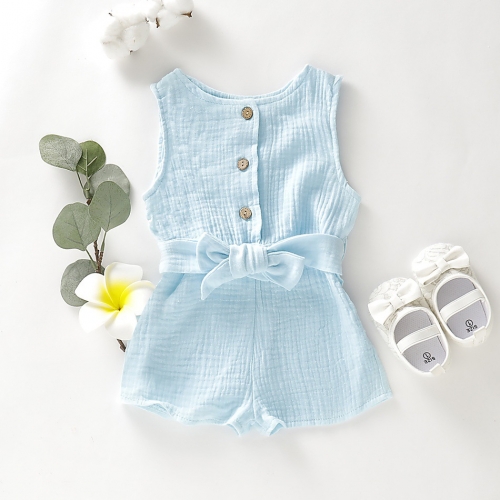 Wholesale new design bow belt cotton muslin baby girl clothes romper