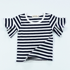 Summer fashion stripe 95 cotton 5 spandex baby girl t-shirt