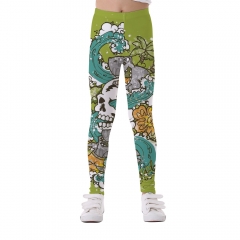 Printed pattern yoga pants polyester ldggings for children girls