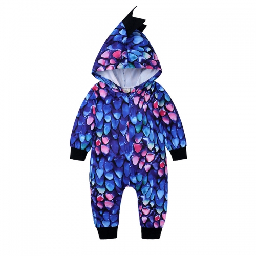 Customizable scale hooded baby clothing knitted romper