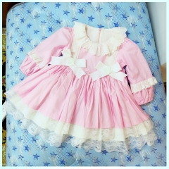 Low MOQ Spanish lolita style new model lace dress for baby girl