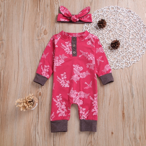 Printed pattern custom long sleeve clothes rompers for baby girls