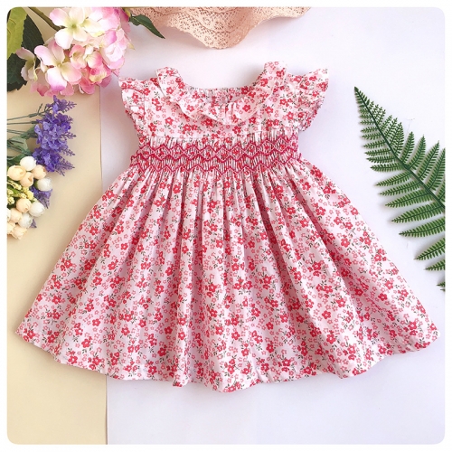 2019 China suppliers England style spring/summer season flower baby clothes girl dress