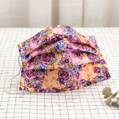 Fashion digital printing flower pattern reusable 3 layers 100 woven cotton cloth mouth mask for kids