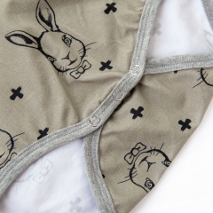 Cute toddler boutique clothing animal rabbit custom digital print baby boy bodysuit knitted cotton romper