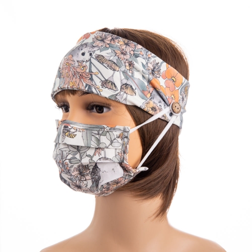 custom order print your own design stretch cotton fabric ear saver face mask headband