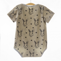 Custom rabbit printed short sleeve infant jumper so soft newborn baby boy summer clothes cotton rompers