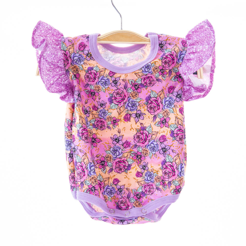 custom order super soft digital printing flutter sleeveless newborn baby girls clothes 100% cotton romper