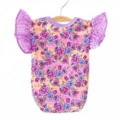 custom order super soft digital printing flutter sleeveless newborn baby girls clothes 100% cotton romper