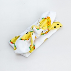 Vibrant color and super soft custom printed cotton knit baby wrap swaddle blanket set for strollers