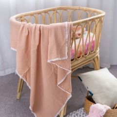 Off white 100% custom organic cotton blanket for girls