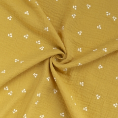 Mustard berry print baby muslin swaddle wrap blanket