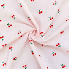 Baby pink adorable cherry print 100% cotton gauze swaddle wrap blanket