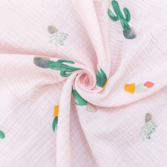 Baby pink cactus printed100% cotton swaddling wrap blanket