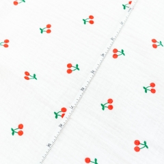 So soft and adorable cherry print 100% cotton muslin double layers gauze swaddle wrap blanket for baby