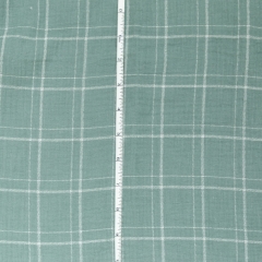 Sage green plaid print 100% cotton double gazue muslin baby blanket