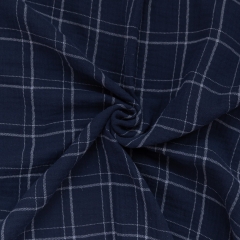 Navy plaid print 100% cotton double gazue muslin baby blanket for car seat