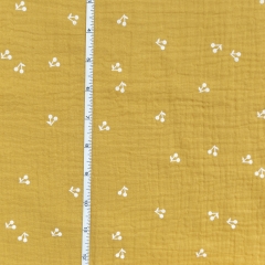 Mustard berry print baby muslin swaddle wrap blanket