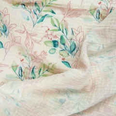 Simple floral print 100 organic cotton double gauze newborn baby wrap swaddle blanket