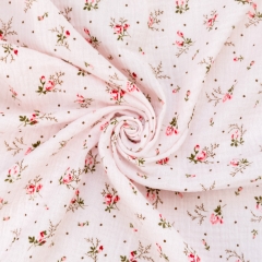 Baby pink floral printed 100% cotton muslin gazue swaddling wrap blanket